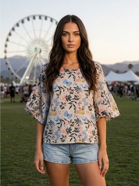 Viola Borghi Botanical Print Linen Blouse